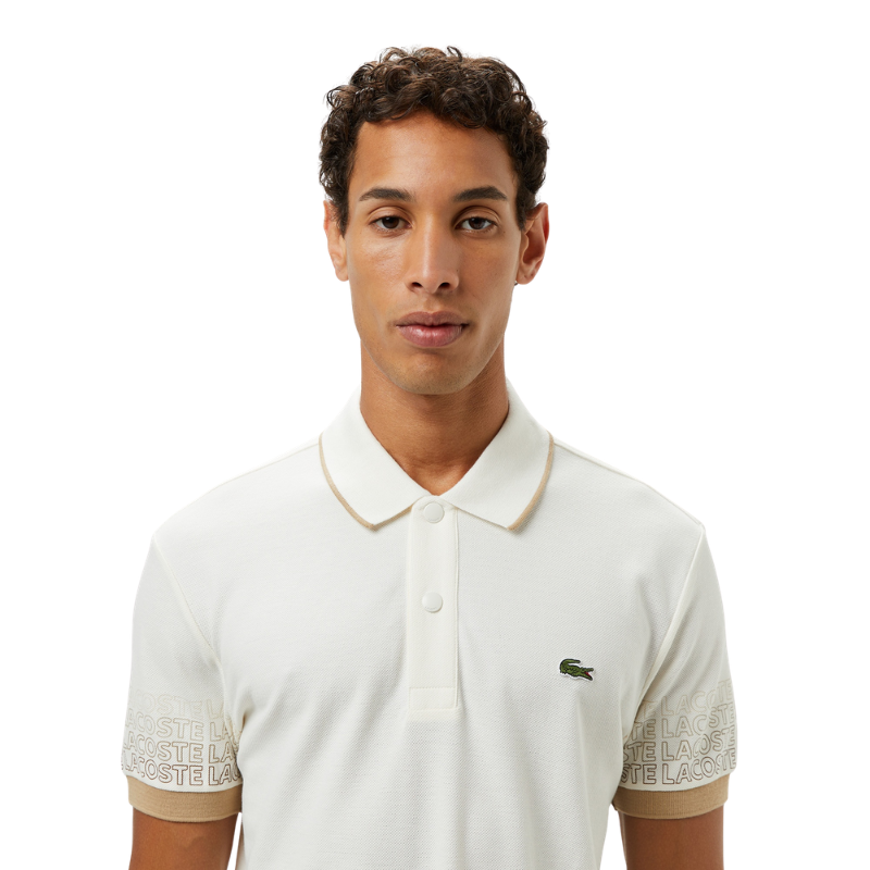 Lacoste Loose Fit Erkek Baskılı Beyaz Polo Tshırt PH0535.70V