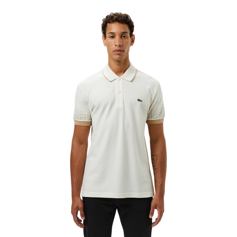 Lacoste Loose Fit Erkek Baskılı Beyaz Polo Tshırt PH0535.70V
