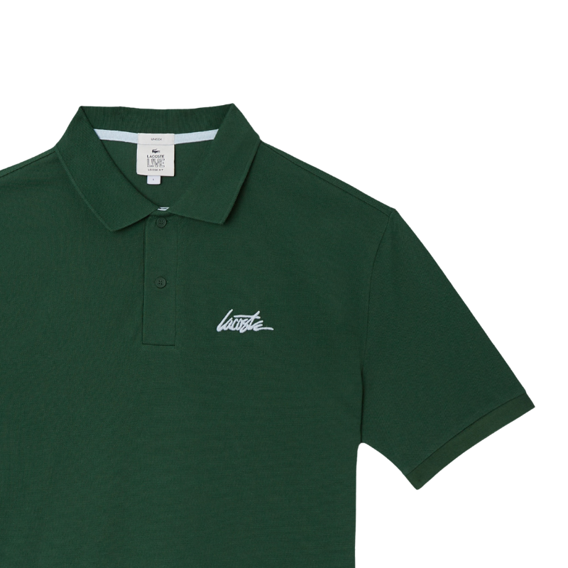 Lacoste L!VE Erkek Relaxed Fit Baskılı Yeşil Polo Tshırt PH2758-DQA