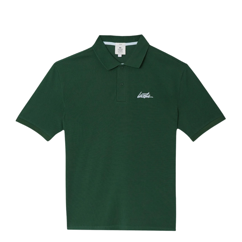 Lacoste L!VE Erkek Relaxed Fit Baskılı Yeşil Polo Tshırt PH2758-DQA