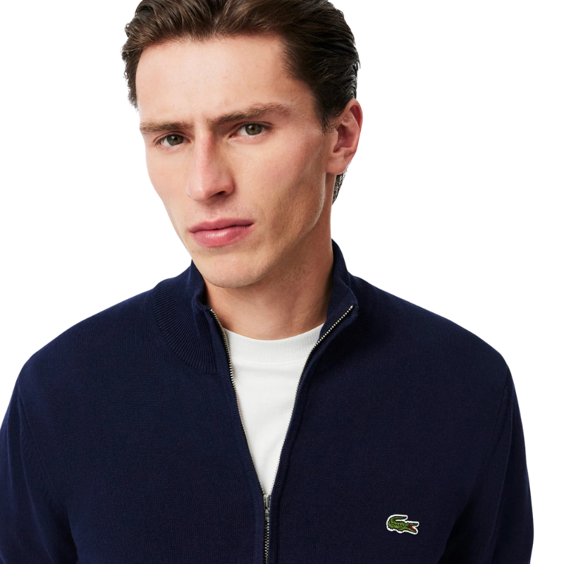 Lacoste Regular Fit Fermuarlı Organik Pamuk Lacivert Hırka 