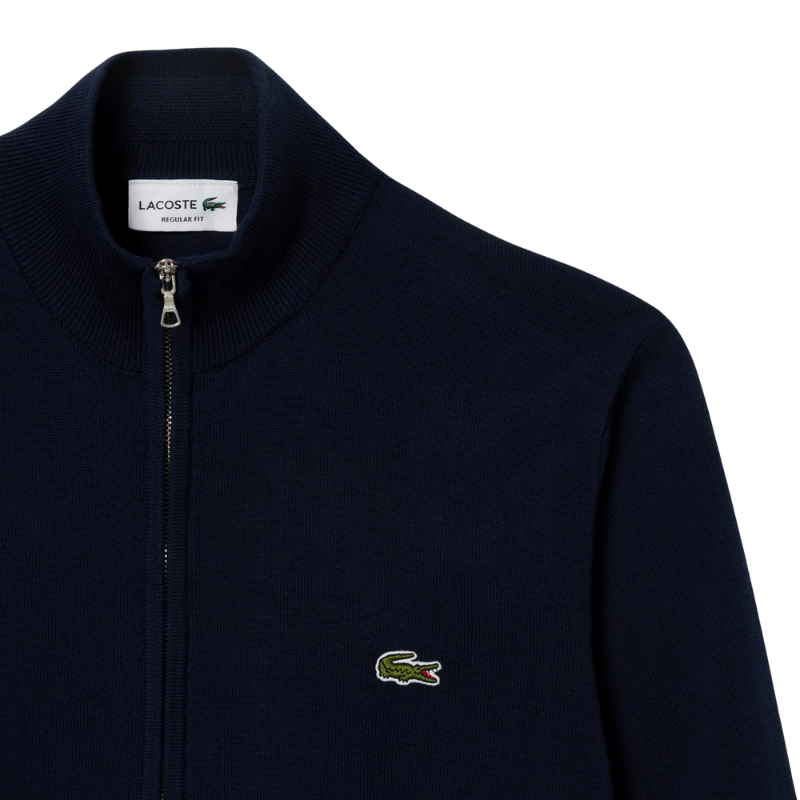 Lacoste Regular Fit Fermuarlı Organik Pamuk Lacivert Hırka 