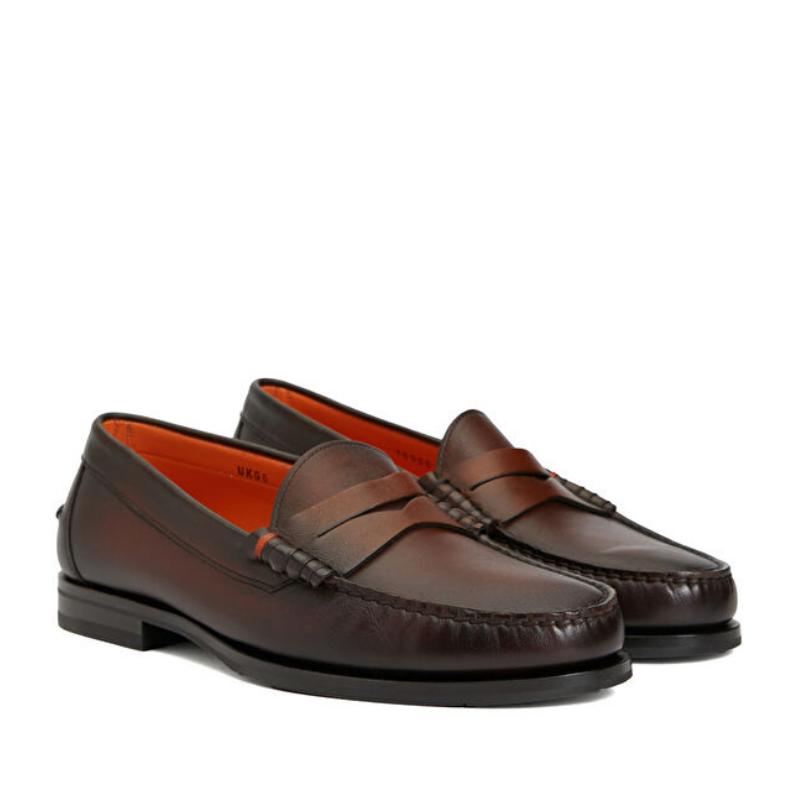Santoni Koyu Kahverengi Erkek Deri Ayakkabı