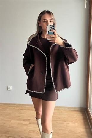 Kahve Rengi Kaşe Kaban