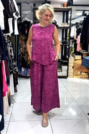 Pembe Kolsuz Bol Paça Alt Üst Takım