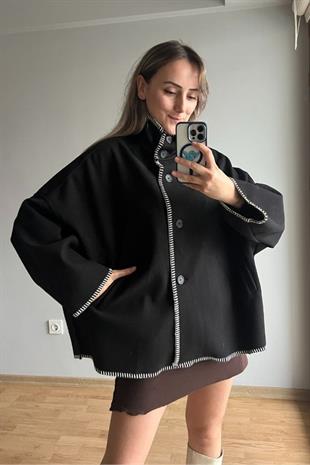 Siyah Rengi Kaşe Kaban