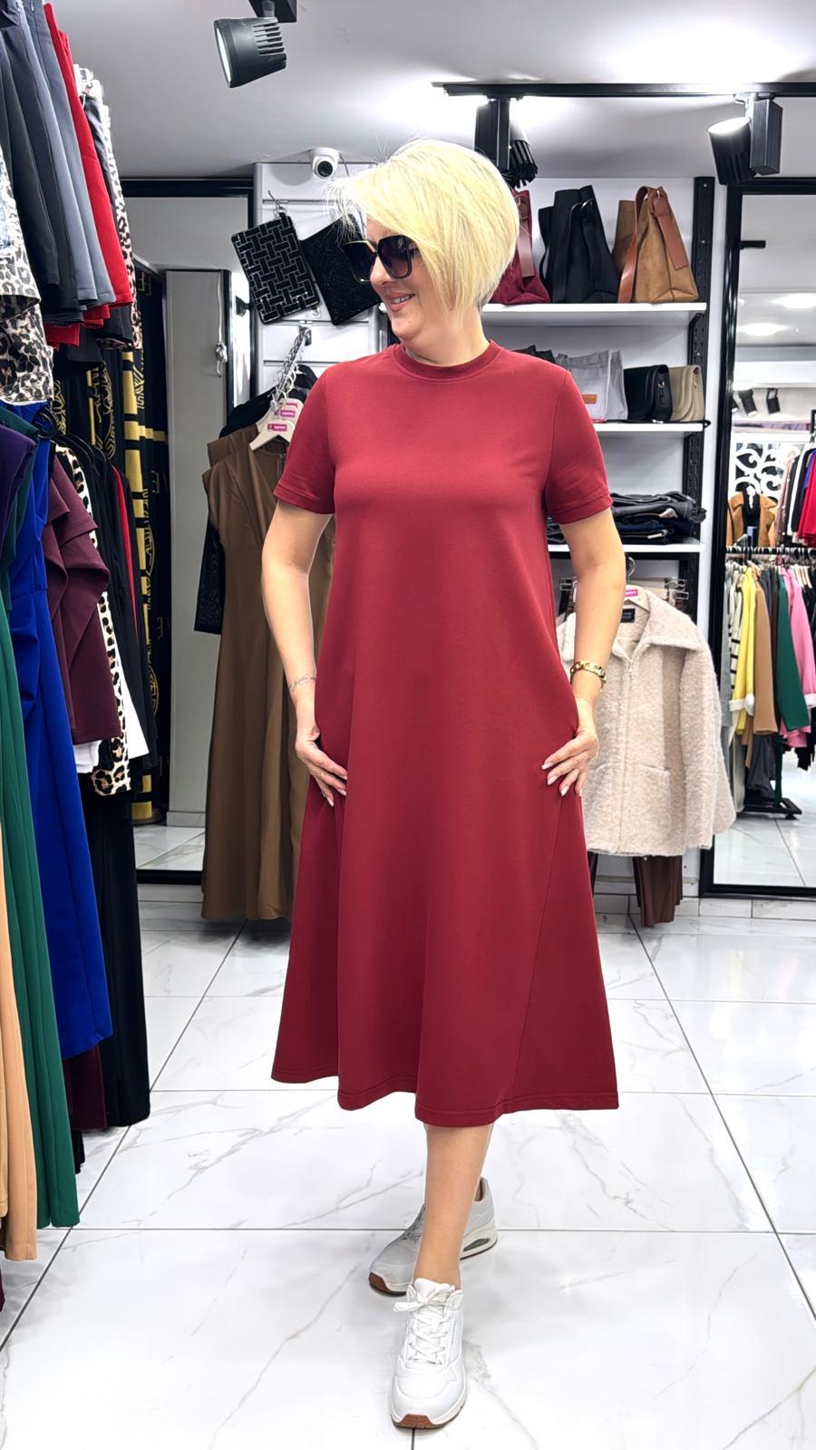 İki İplik Bordo Elbise