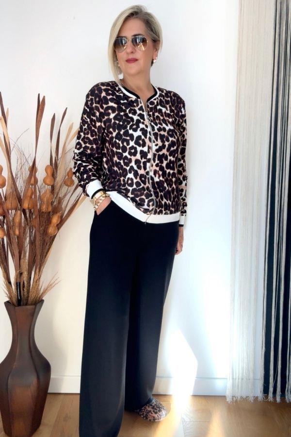 Leopar Desenli Fermuarlı Takım