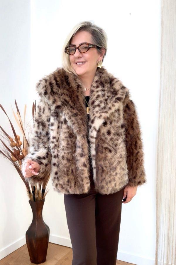 Leopar Desenli Kürk Kaban
