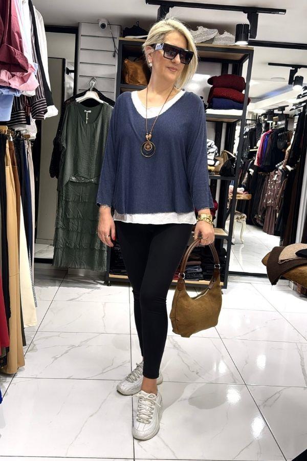 Mavi İthal Kolyeli Takım