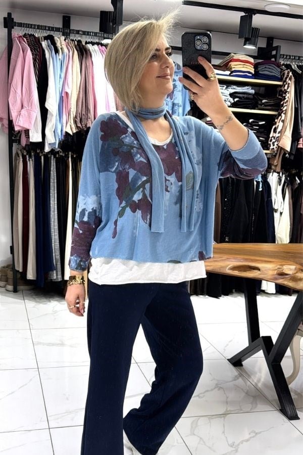 Mavi Renk İthal Üçlü Takım Bluz