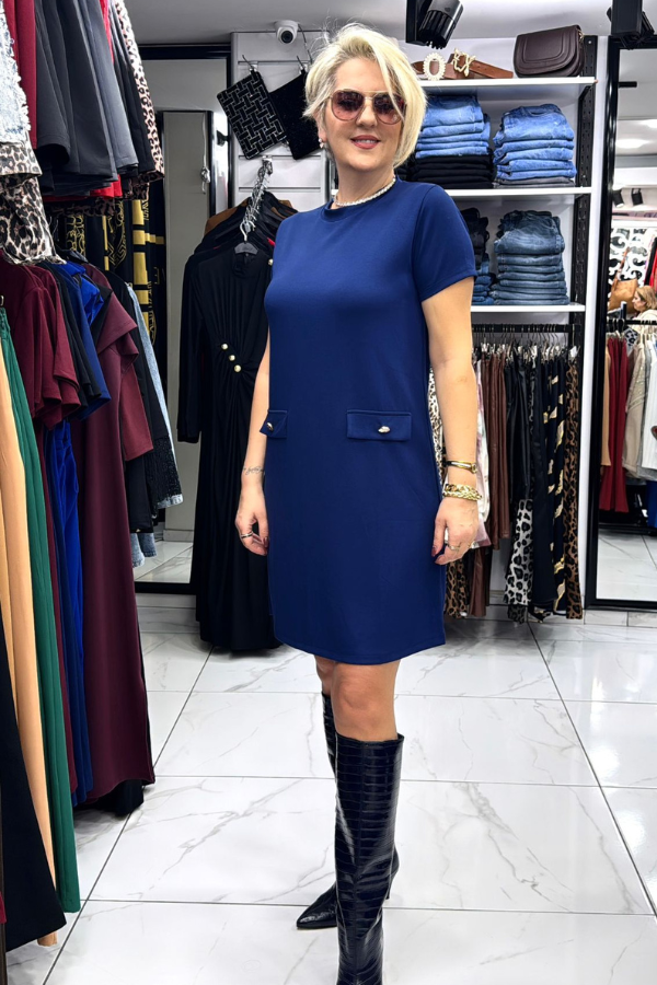 Modal Kumaş Lacifert Elbise