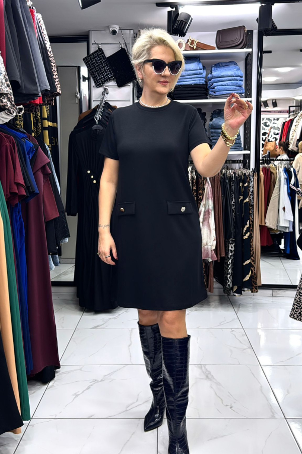 Modal Kumaş Siyah Elbise