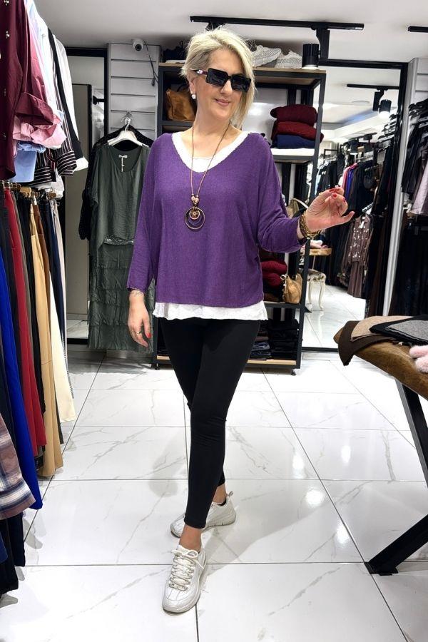 Mor İthal Kolyeli Takım