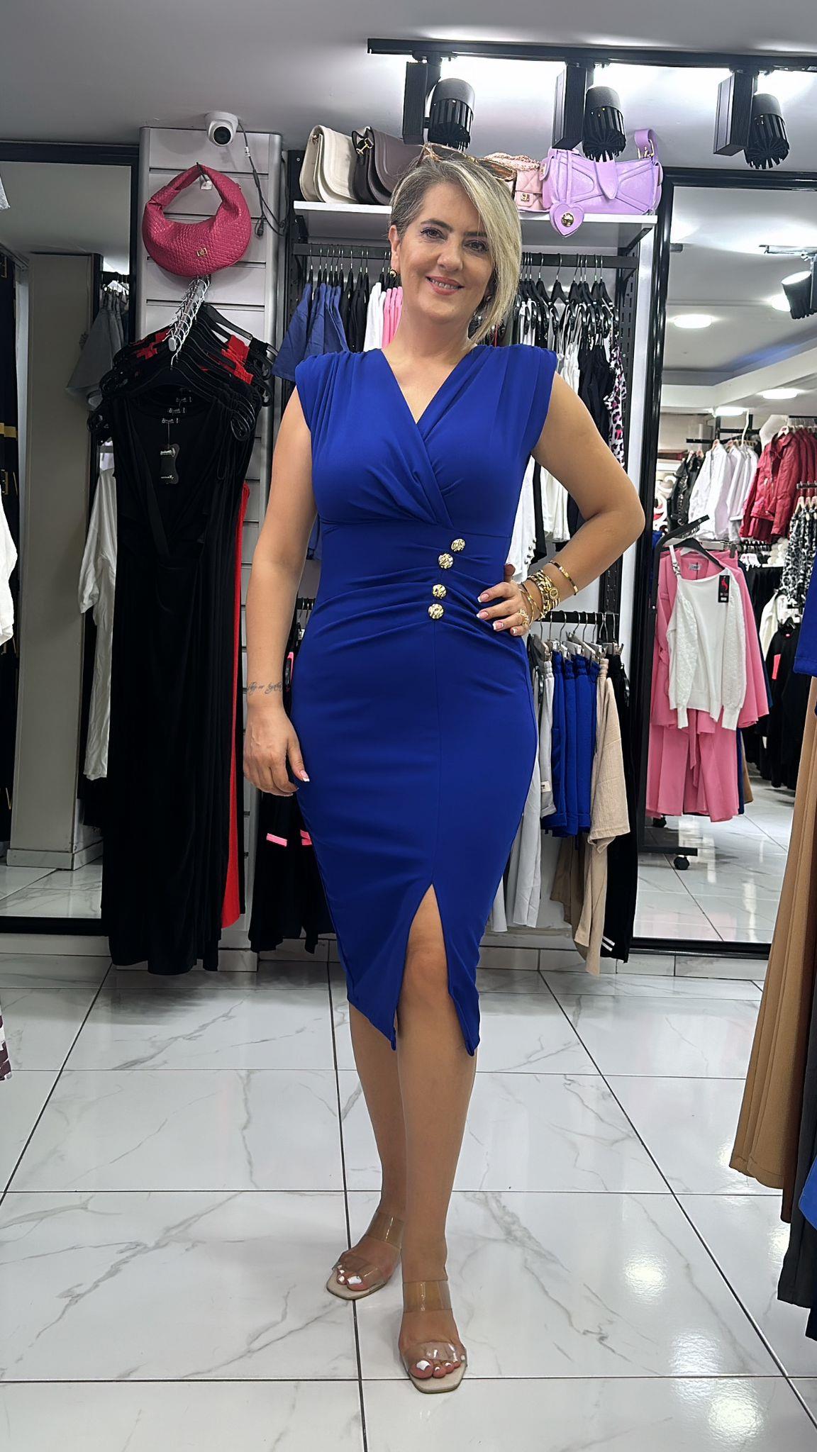 SAKS MAVİSİ ABİYE ELBİSE