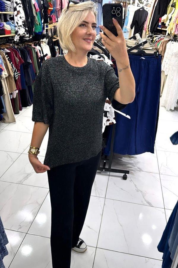 Siyah Simli İhracat Bluz