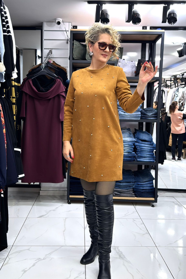 Süet Nubuk Taba Elbise
