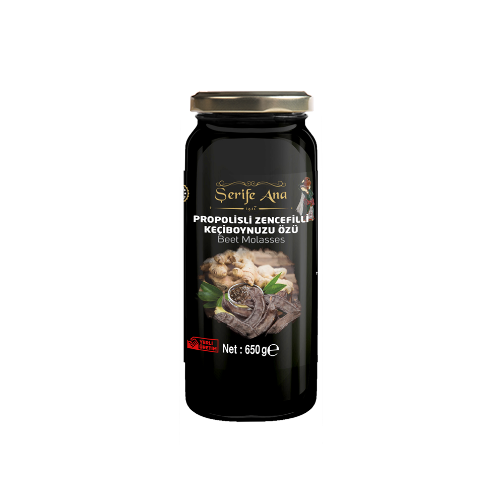 PROPOLİSLİ ZENCEFİLLİ KEÇİBOYNUZU ÖZÜ 650 GR