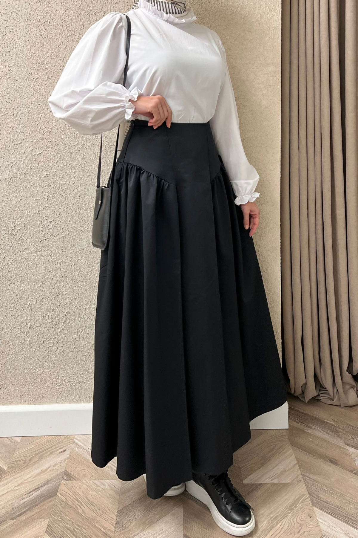 EML GABARDİN ETEK -SİYAH