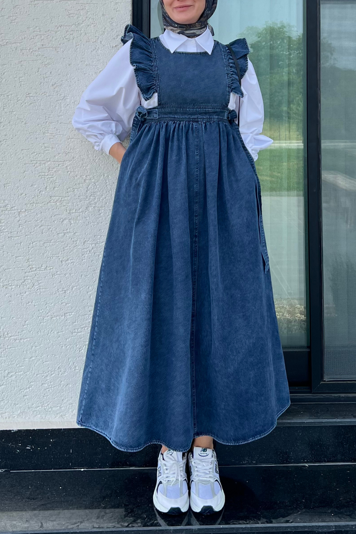 fırfır denim jile -mavi
