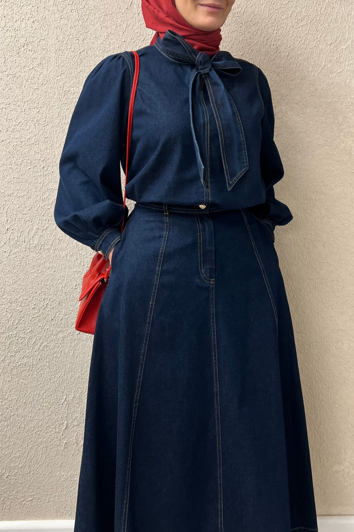Fiyonklu Denim takım 