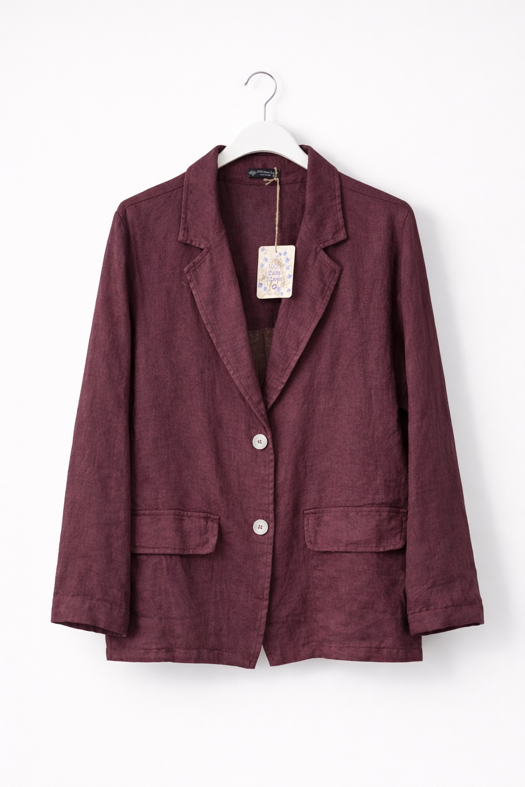 Bordo Keten Takım – Salaş Kesim Blazer Ceket & Bol Paça Pantolon Takım
