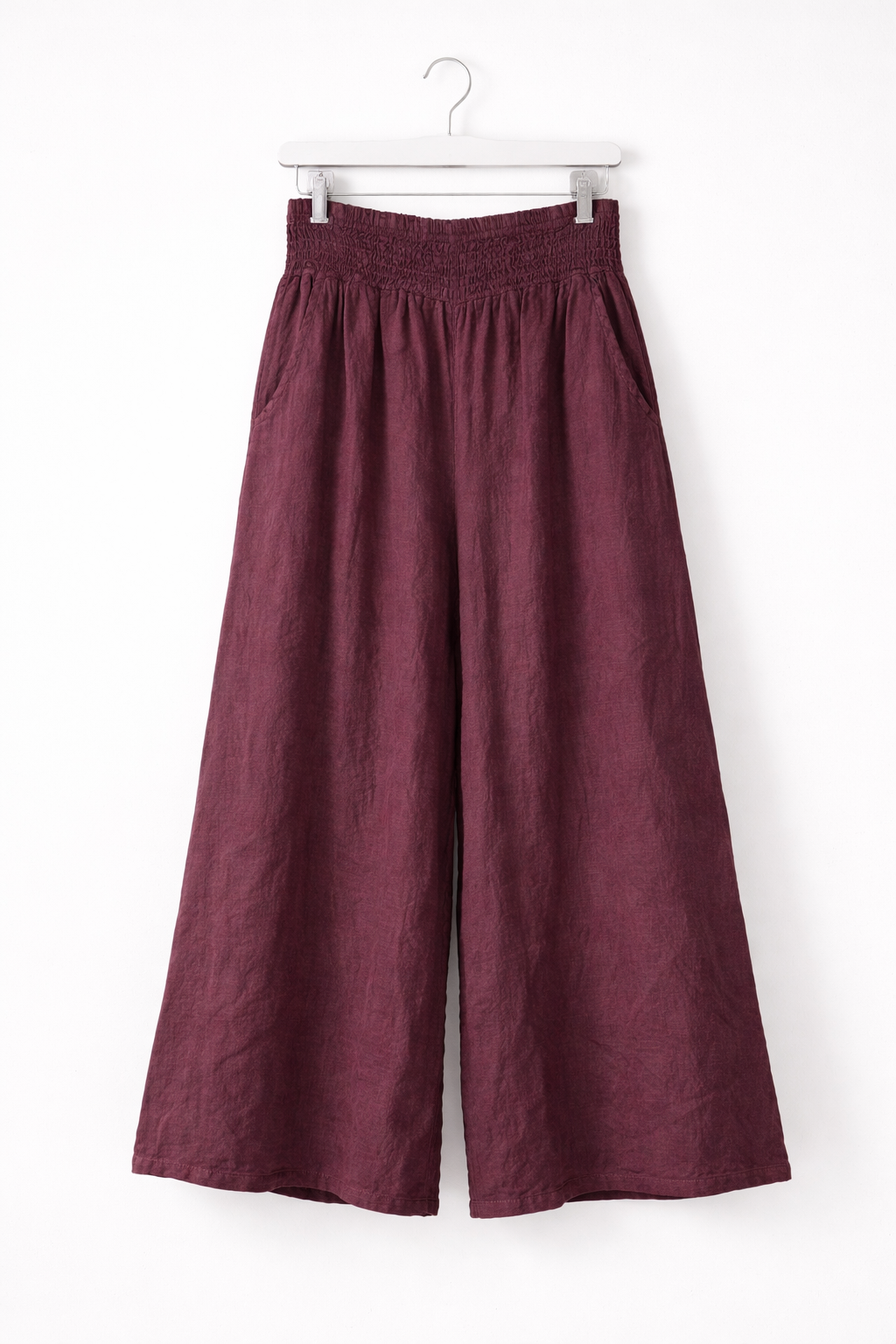 Bordo Keten Takım – Salaş Kesim Blazer Ceket & Bol Paça Pantolon Takım