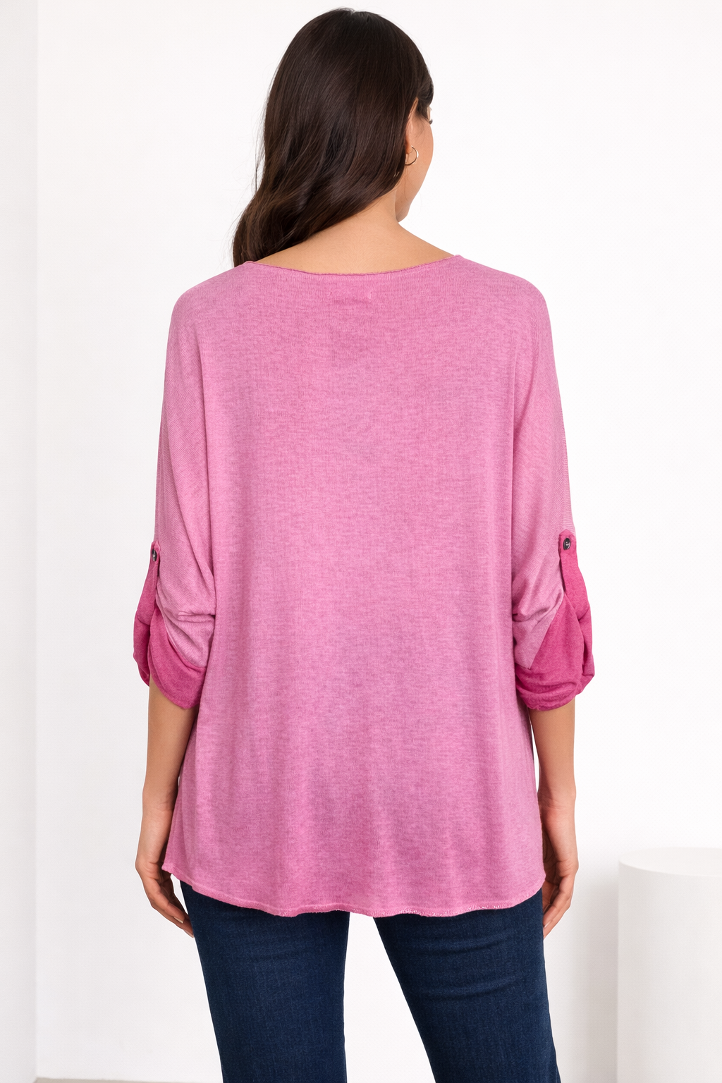 Desenli Oversize Bluz-Pembe 