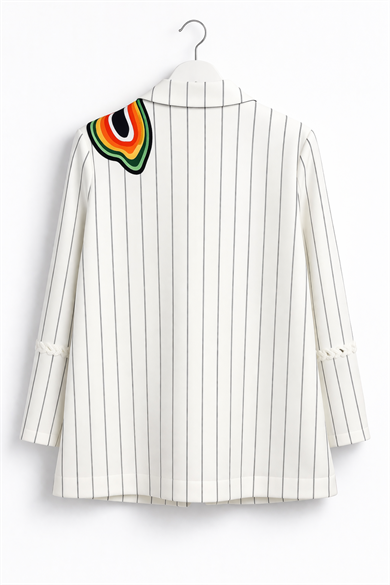 Çizgili ve baskılı Blazer Ceket 