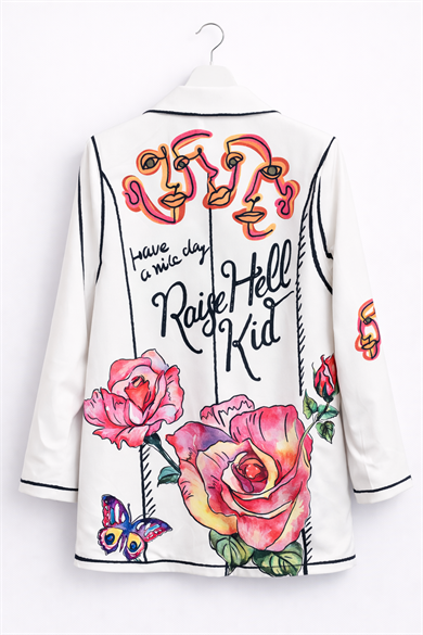 Desenli Ve Yazılı Blazer Ceket 