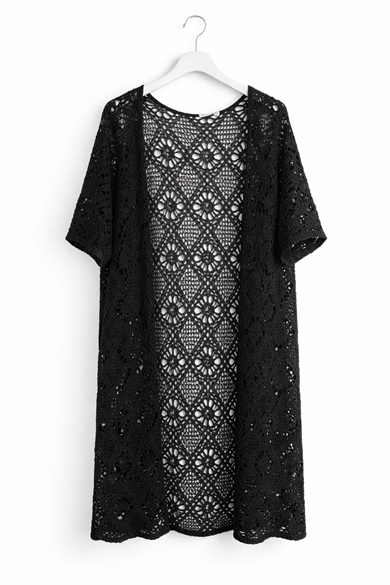 Siyah Ajurlu Dantel Kimono-Siyah Yazlık Salaş