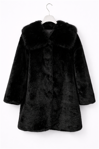 Siyah Peluş Kürk Kaban