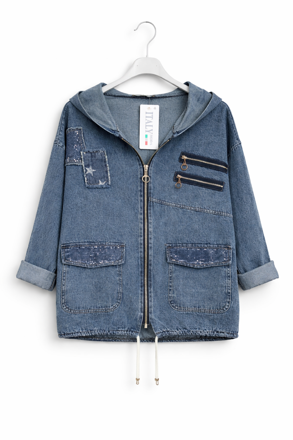  Kot Ceket Kapüşonlu – Oversize Denim Ceket Fermuarlı Cepli