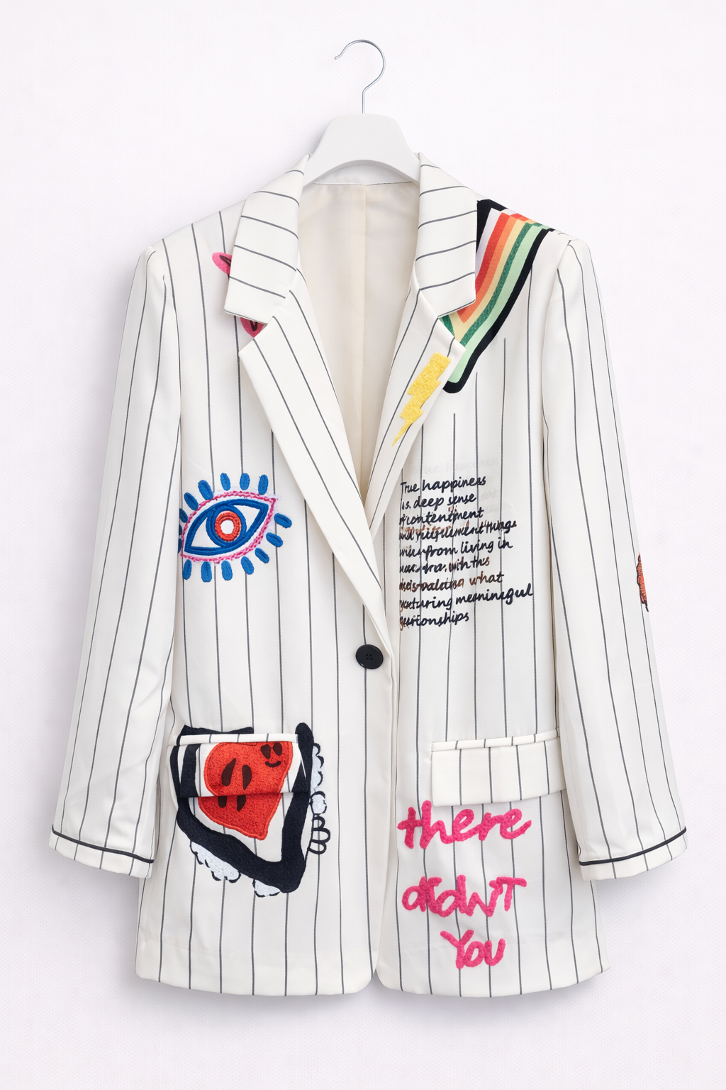 Çizgili ve baskılı Blazer Ceket 