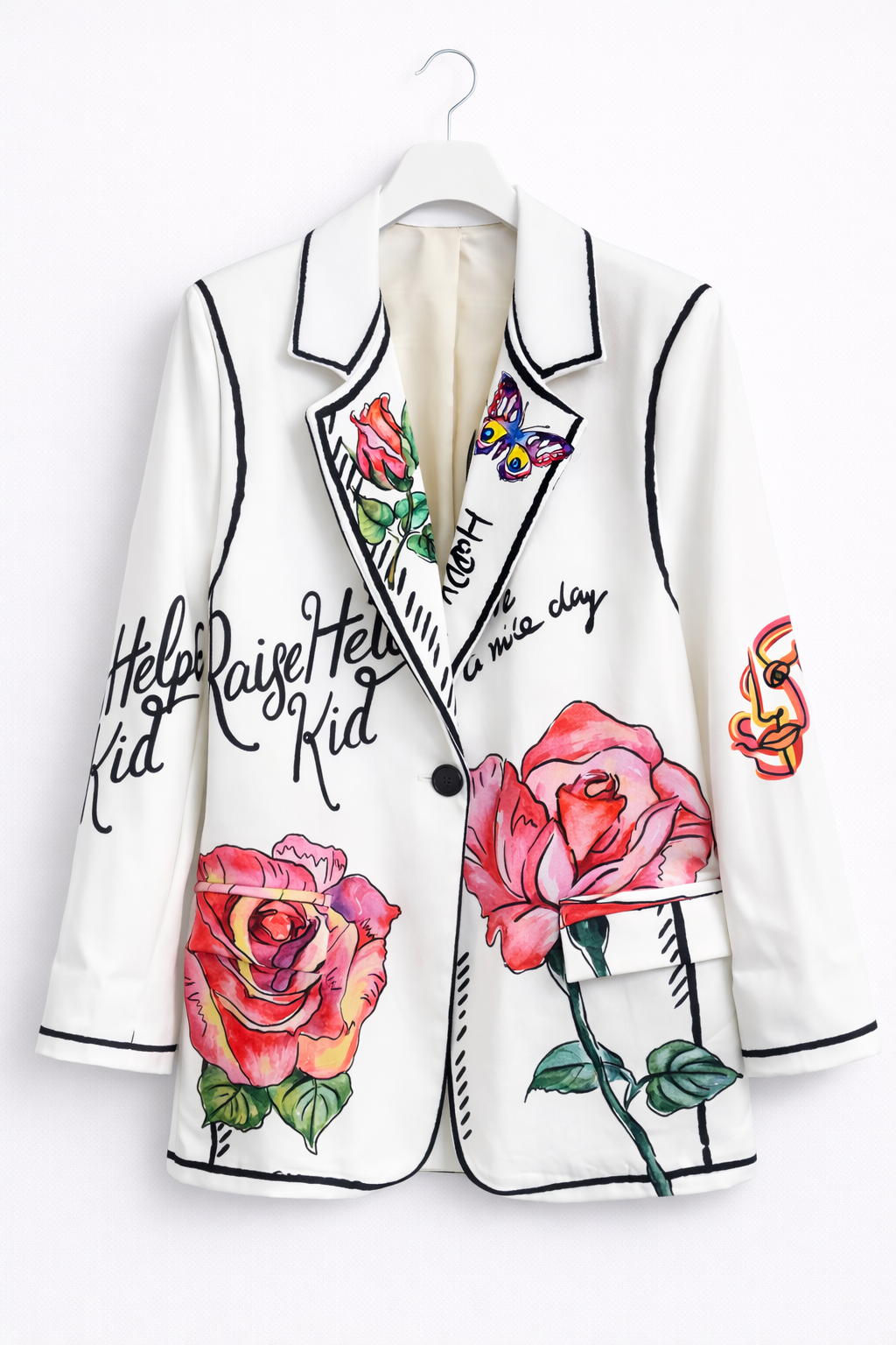 Desenli Ve Yazılı Blazer Ceket 