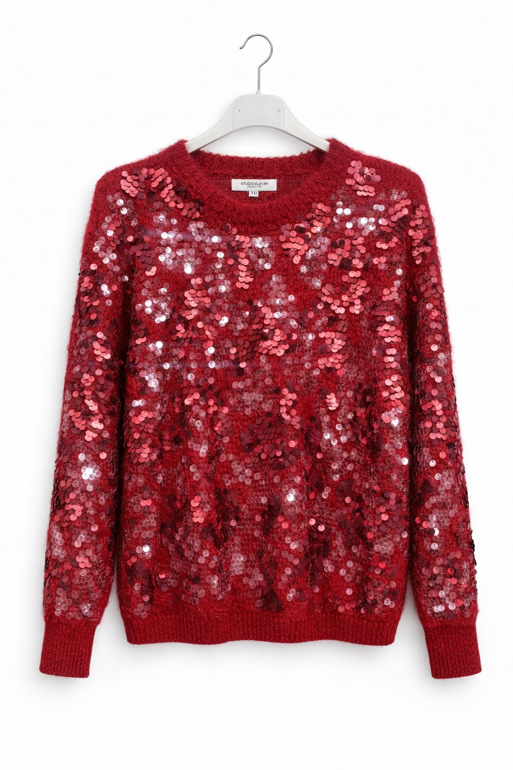 Kırmızı  Payetli Triko Kazak