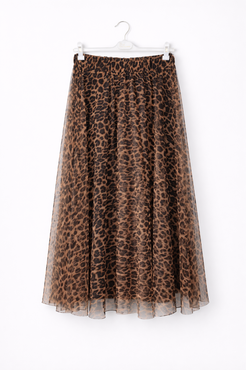 Leopar Desenli Tül Midi Etek