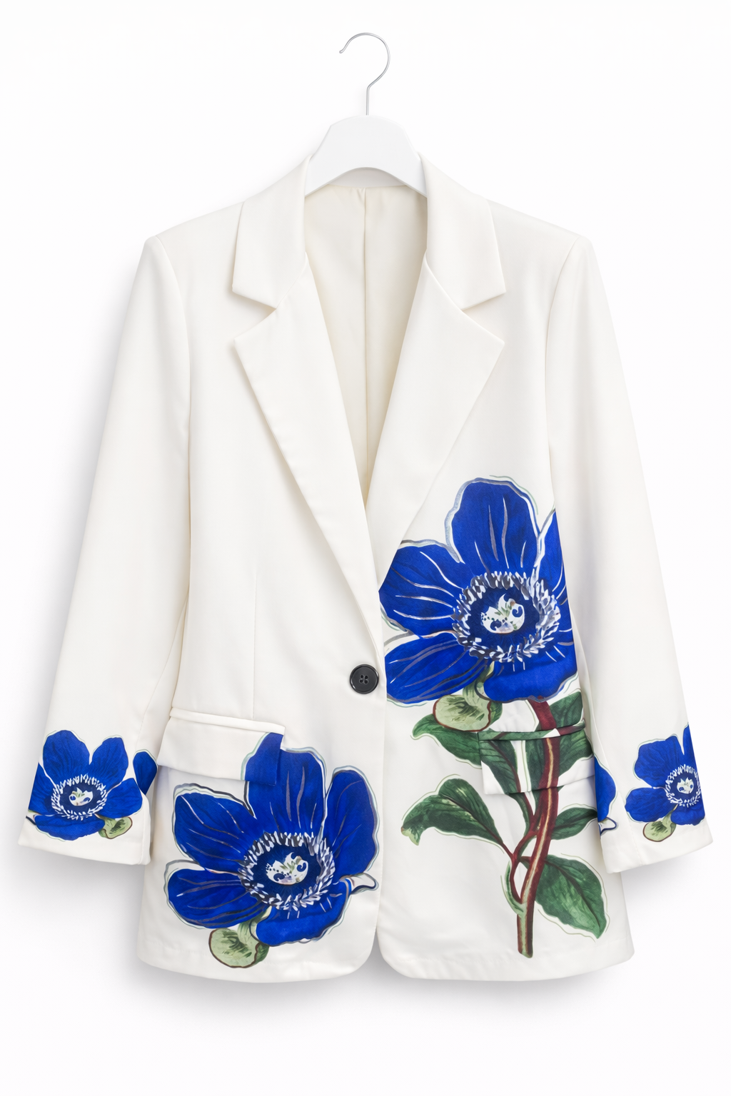 Mavi  Çiçek Desenli Blazer Ceket