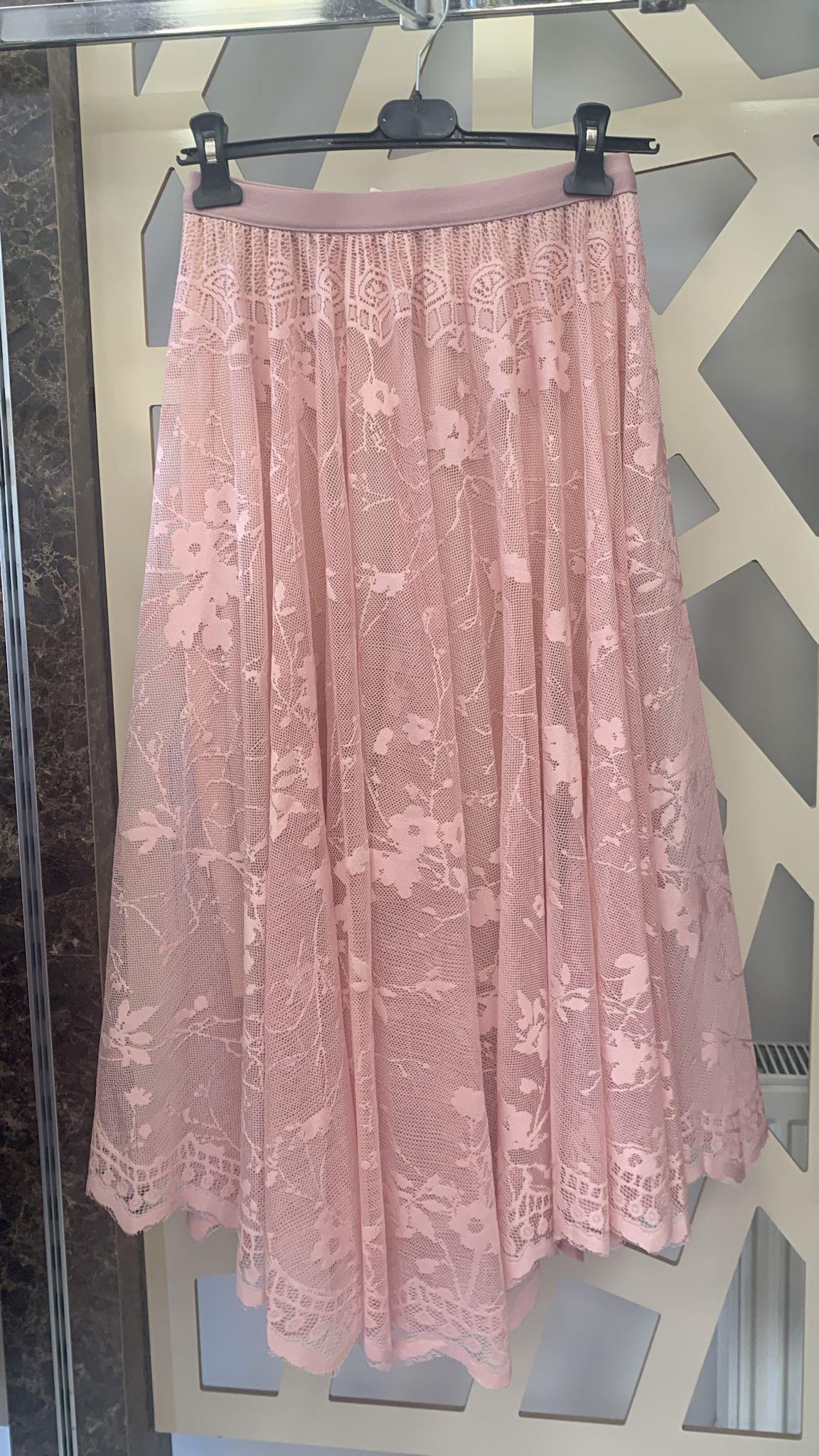 Pudra Dantel Midi Etek