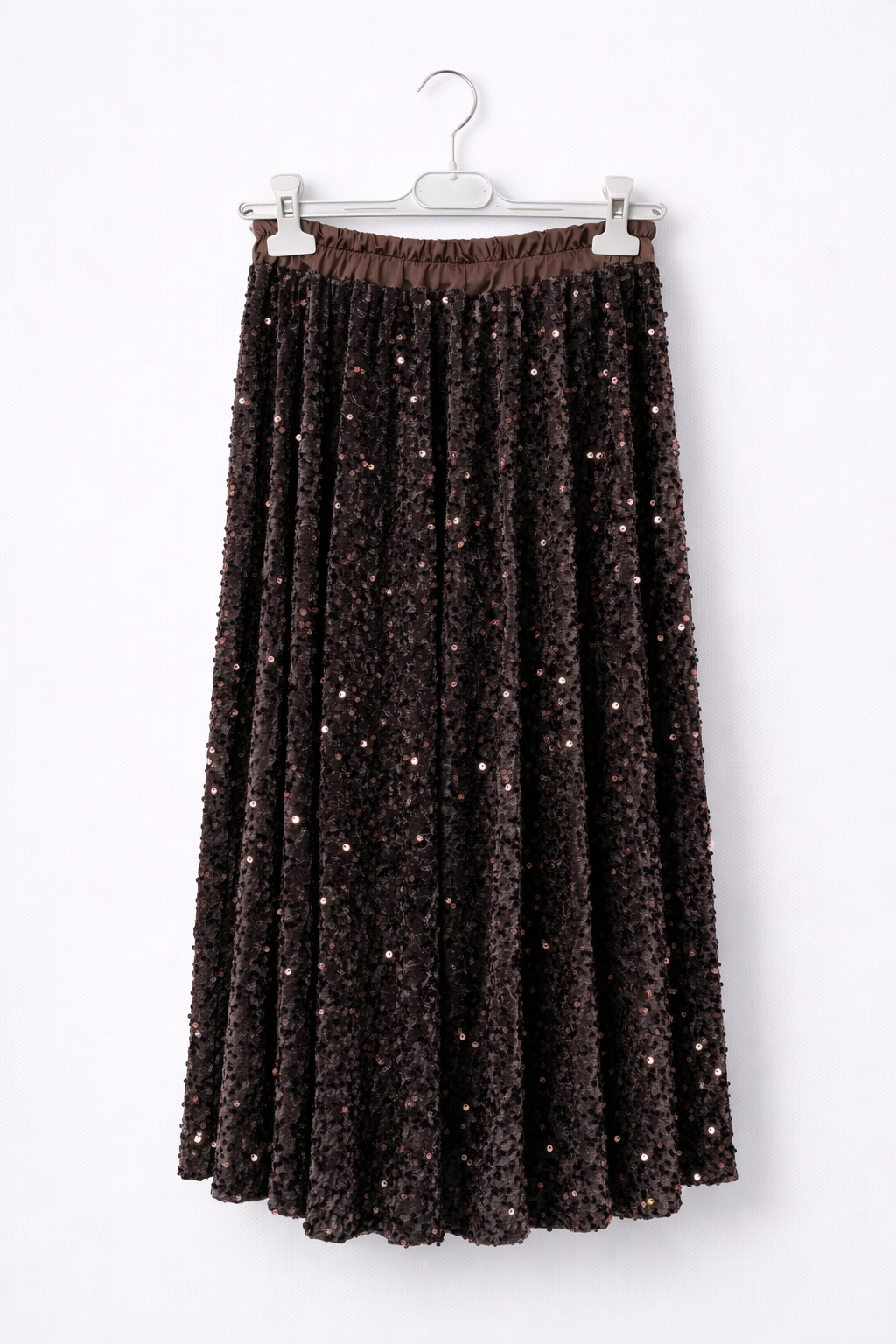 Pullu Kadife Midi Etek – Lastikli Bel, Şık ve Zarif Tasarım