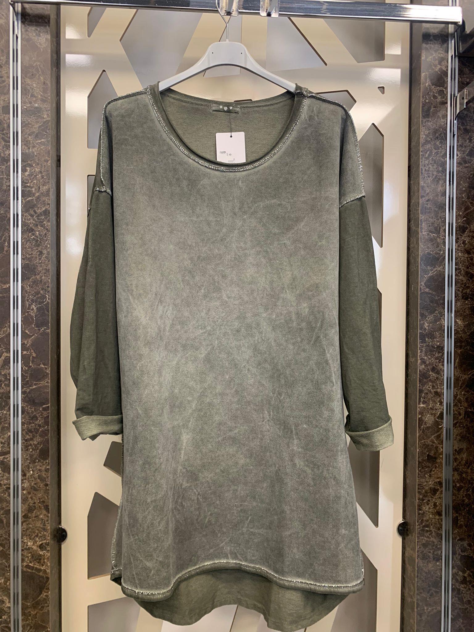 Sim Dikiş Detaylı Oversize Beden Tunik-haki