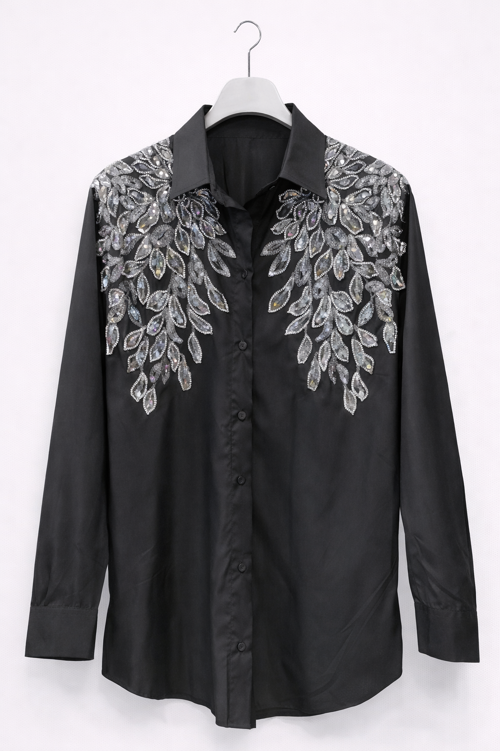 Tasarım İşlemeli gömlek -Siyah