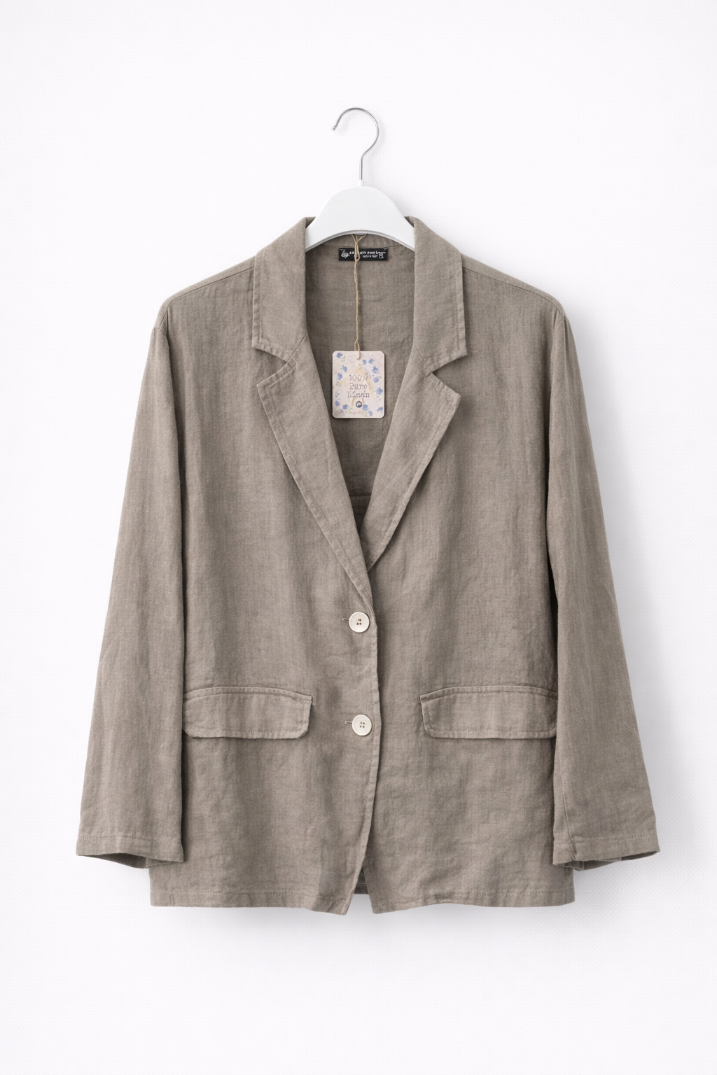 Vizon Keten Takım – Salaş Kesim Blazer Ceket & Bol Paça Pantolon Takım