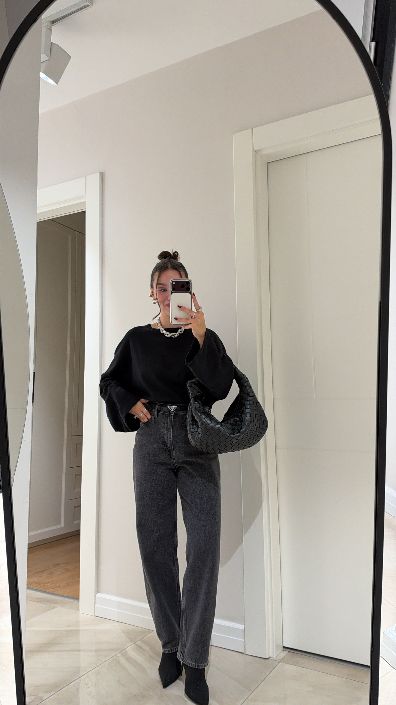 Antrasit Yüksek Bel Marka Model Mom Jean