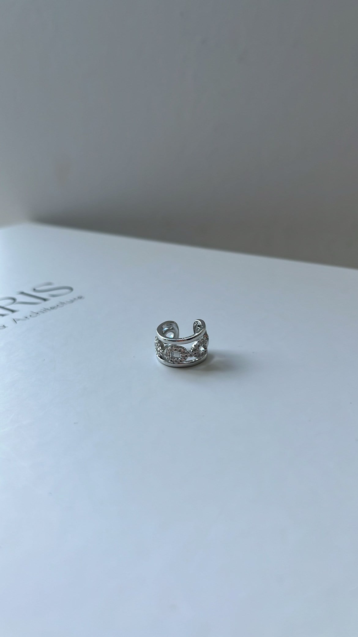 Silver Gurmet Zincir Detaylı Taşlı Kıkırdak Küpe