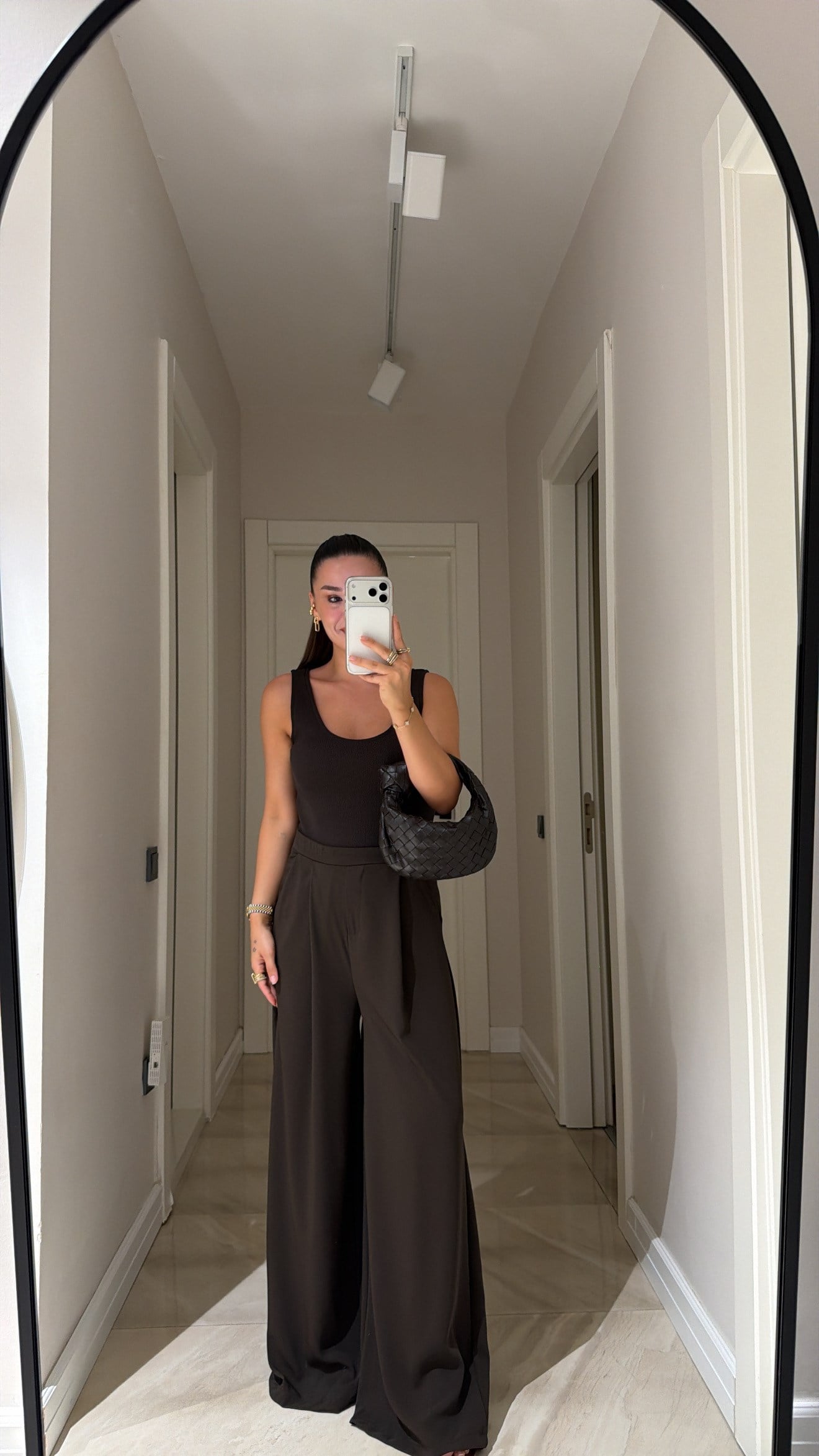 Acı Kahve Kaşkorseli Krep Kumaş Tulum
