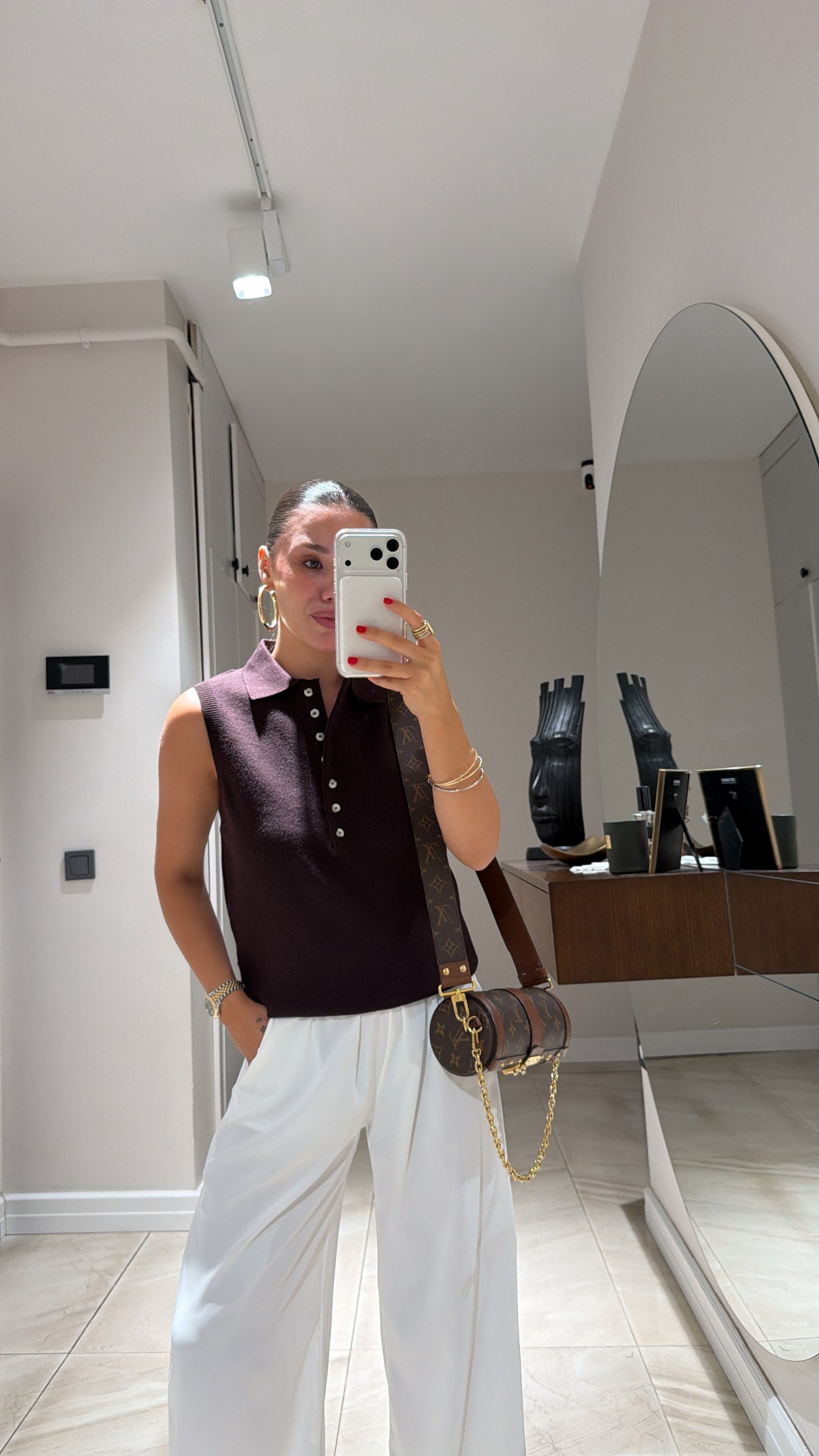 Acı Kahve Ön Düğmeli Polo Yaka Marka Model Yelek