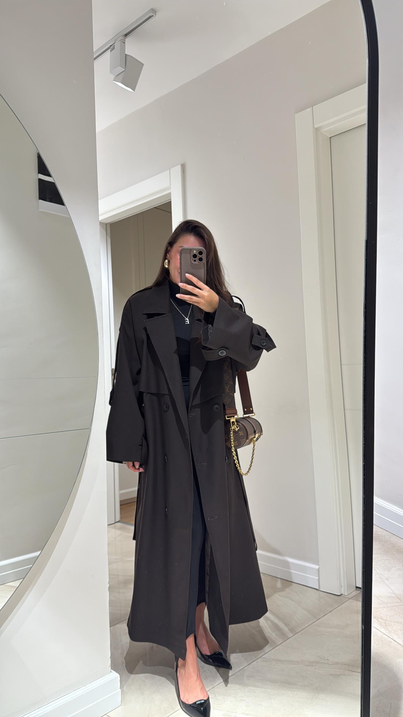 Acı Kahve Tokalı Premium Oversize Trenç 