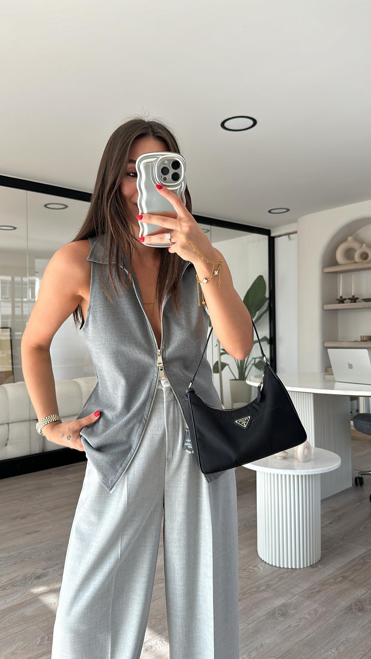 Antrasit Fermuarlı Marka Model Yelek 