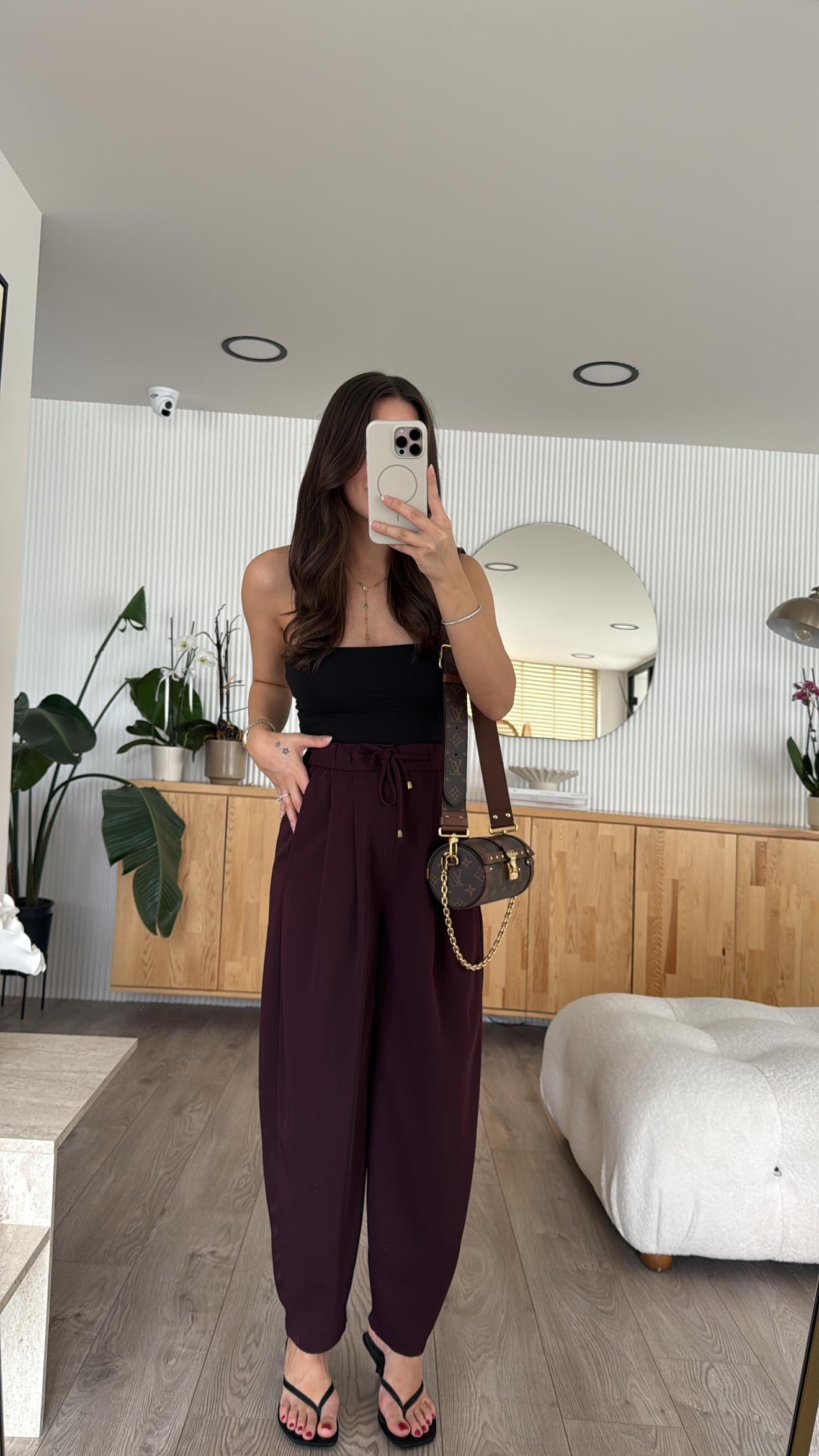 Bordo Bel Bağlamalı Şalvar Pantolon